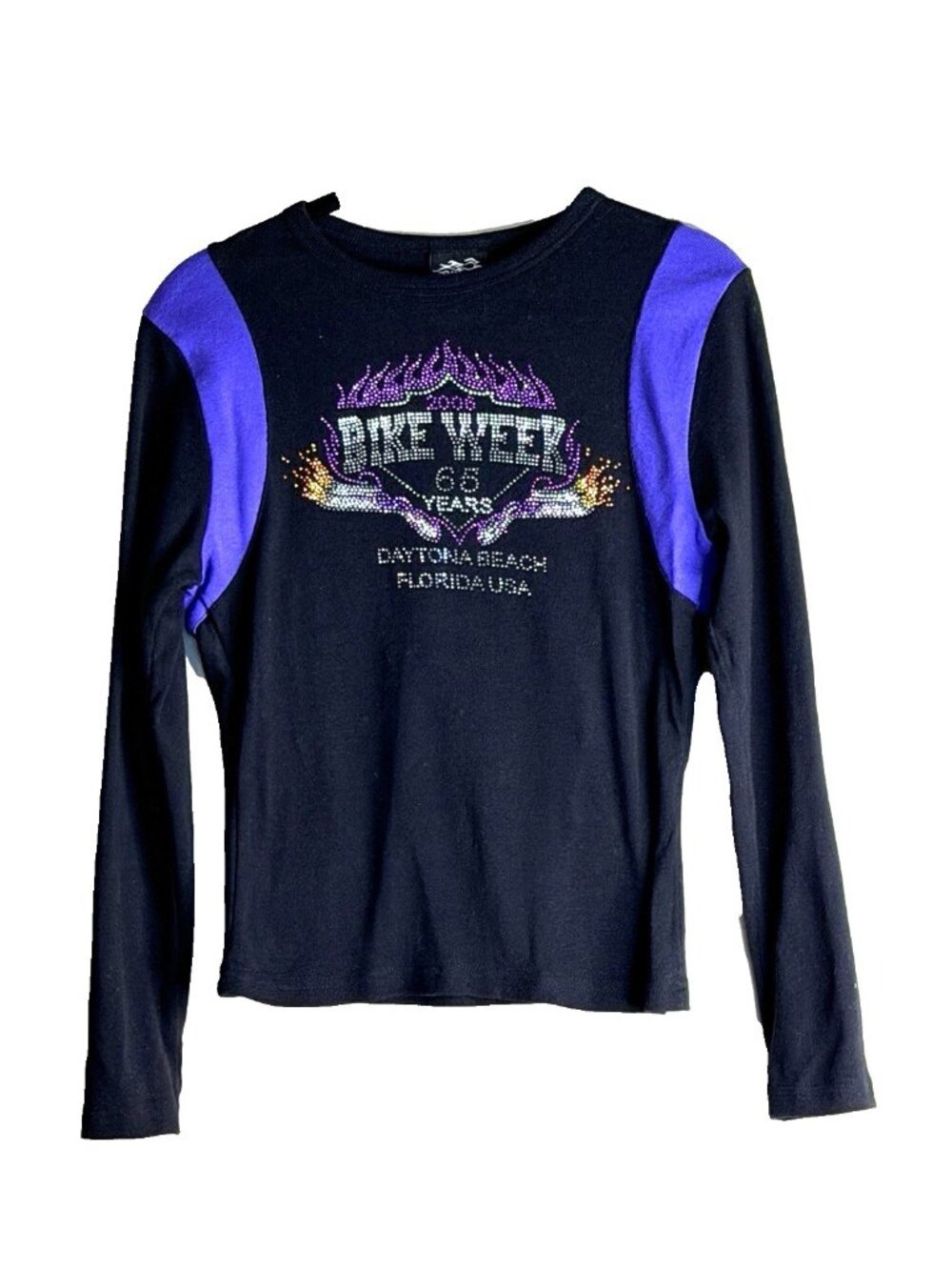 Biker’s Design Woman’s Black T-Shirt 65 Years Bike Week Daytona Florida 2006 M